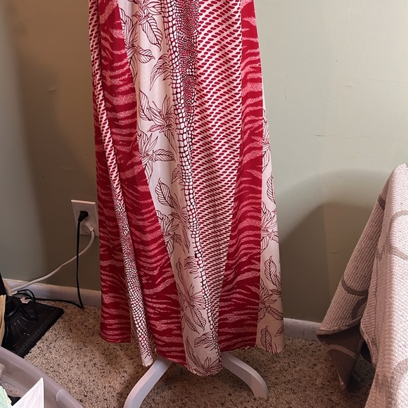 Banana Republic TWIST-NECK RED SUNSET MIDI DRESS Elegant Red and White Dress - Picture 9 of 15